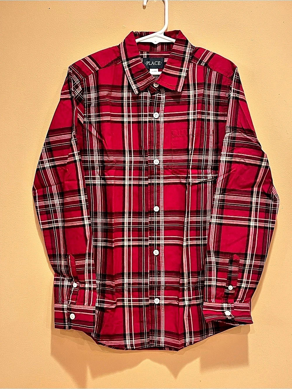 The Children’s Place Red Plaid Button Down Shirt Size Boys Large (10/12) NWT